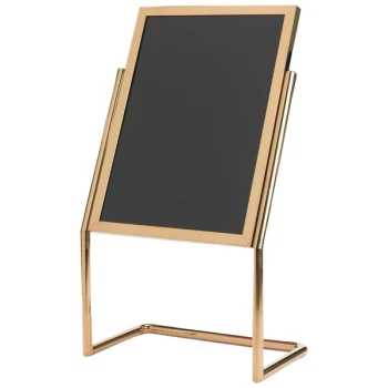 Aarco P-17B Brass 25" x 48" Double Pedestal Sign Stand with Markers
