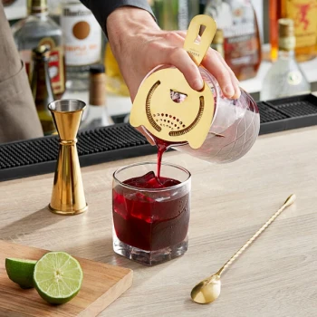 Acopa 4-Piece 25 oz. Cocktail Stirring Glass Kit with Gold Accessories