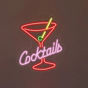 Crazy Neon 28" x 23" Red / Pink LED "Cocktails" Sign CNUS001339