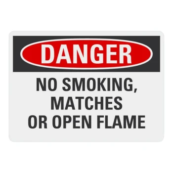 Lavex 10" x 7" Engineer-Grade Reflective Adhesive Vinyl "Danger / No Smoking, Matches Or Open Flame" Safety Label