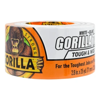 Gorilla Tough & Wide 2.88" x 25 Yard White Duct Tape 6025302