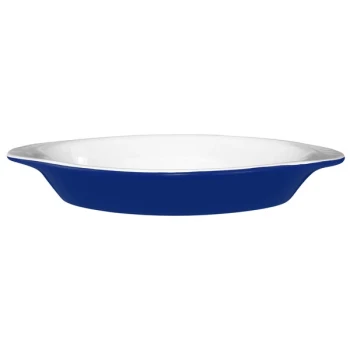 International Tableware 8 oz. Cobalt Blue and White Two-Tone Stoneware Rarebit - 36/Case