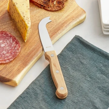 Acopa 7 1/4" Stainless Steel Cheese Knife / Server with Wood Handle