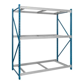 Hallowell 48" x 24" x 123" Marine Blue / Light Gray 3-Level Bulk Rack Starter with No Decking HBR4824123-3S-PB