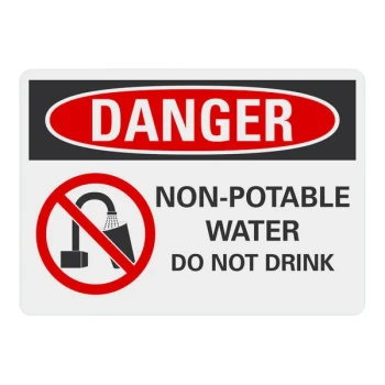 Lavex 10" x 7" Non-Reflective Plastic "Danger / Non-Potable Water / Do Not Drink" Safety Sign with Symbol