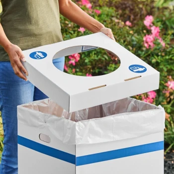 Lavex White Corrugated Cardboard Trash and Recycling Container Waste Lid - 10/Bundle