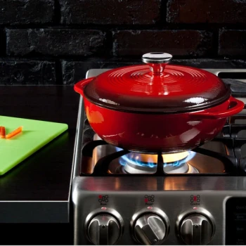 Lodge EC3D43 3 Qt. Island Spice Red Enameled Cast Iron Dutch Oven