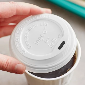 World Centric 8 oz. White Paper Hot Cup PLA Travel Lid - 1,000/Case