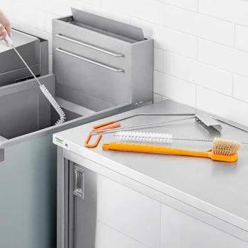Fryclone 5-Piece Commercial Deep Fryer Cleaning Kit with 3-Piece Brush Set, Clean Out Rod, and Crumb Scoop