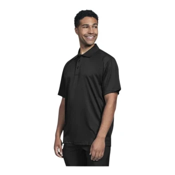 Uncommon Chef 50TJ01-R Men's Customizable Black Short Sleeve Moisture Wicking Polo Shirt - Polyester - M