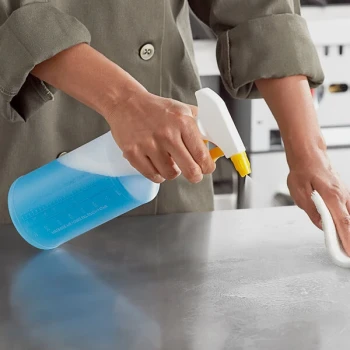 Lavex 32 oz. Plastic Bottle with Yellow Spray Trigger - 12/Case