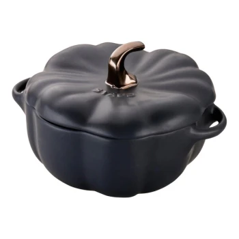 Staub 24 oz. Black Ceramic Pumpkin Mini Dutch Oven