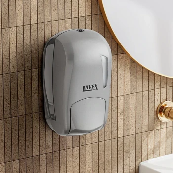 Lavex Pro 34 fl. oz. (1,000 mL) Titanium Manual Liquid Soap / Sanitizer Dispenser