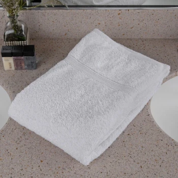 Oxford Gold Dobby 27" x 54" 86/14 Cotton Polyester Blend Bath Towel with Dobby Border 15 lb. - 48/Case