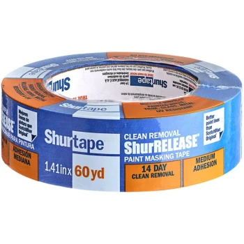 Shurtape ShurRelease CP 027 1.44" x 60 Yards Blue Premium Grade Painter's Tape 202879