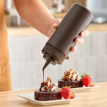 Choice 16 oz. Brown Wide Mouth Squeeze Bottle - 6/Pack