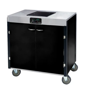 Lakeside 2060B Creation Express™ Mobile Cooking Cart with 1 Induction Burner, No Exhaust Filtration, and Black Laminate Finish - 22" x 34" x 35 1/2"