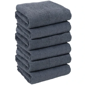 Hospeco 16" x 27" 100% Ring Spun Cotton Navy Bleach-Safe Hand Towel 2.5 lb. - 12/Pack