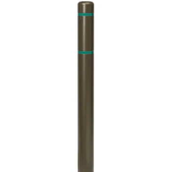 Innoplast BollardGard 4 11/16" x 52" Brown Bollard Cover with Green Reflective Stripes BC452BN-GRN