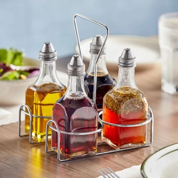 Choice 4-Compartment Wire Caddy with (4) 6 oz. Cruets