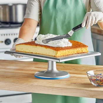 Ateco 614 12" x 16" Revolving Aluminum Cake Turntable / Stand with Non-Slip Base for Half-Size Sheet Cake