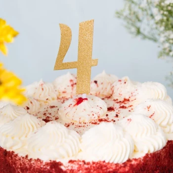 Creative Converting 324546 Gold Glitter "4" Cake Topper - 12/Case
