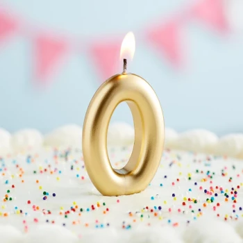 Creative Converting 339953 3" Gold "0" Candle
