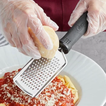 Choice 9" Stainless Steel Fine Grater with Black Non-Slip Handle