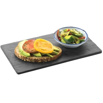 Cal-Mil 1522-712-65 7" x 12" Black Rectangular Slate Serving / Display Stone