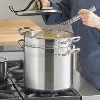 Vigor SS1 Series 12 Qt. Stainless Steel Aluminum-Clad Double Boiler Set