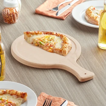 Choice 10" Round Wooden Serving Board with 4 1/2" Handle