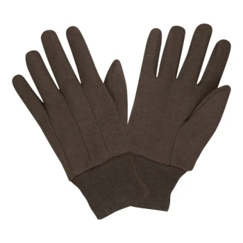 Cordova Men's Medium Weight Brown Cotton / Polyester Jersey Food-Safe Gloves - Large - 12/Pack