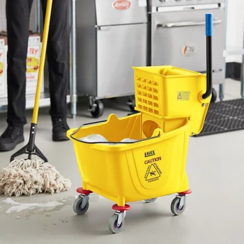Lavex 35 Qt. Yellow Mop Bucket & Side Press Wringer Combo