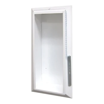 JL Industries Decorline Series White Steel Cabinet for Select Fire Extinguishers with Breaker Bar, 2 1/2" Trim, and Semi-Recessed 4" Depth C501AN20W - 2/Case