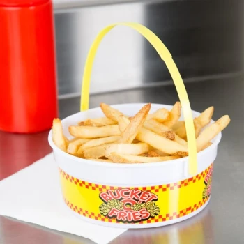 24 oz. Plastic French Fry Bucket with Handle - 170/Case