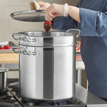 Vigor SS1 Series 16 Qt Stainless Steel Aluminum-Clad Double Boiler Set