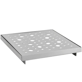 Front of the House 6" Square Silver Stainless Steel Footed Drip Tray - 6/Case