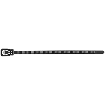 Retyz EveryTie Black 6" 50 lb. Tensile Strength (222N), 4.8 mm Strap Width Releasable / Reusable Cable Ties EVT-S06BK-HA - 20/Pack