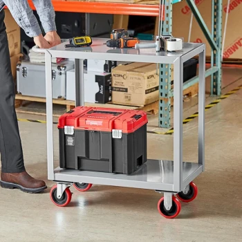 Lavex 30" x 18" x 35" Two Shelf Steel Utility Cart - Fully Welded