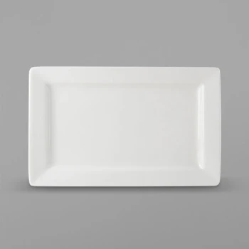 Tuxton ABU-551 Napa AlumaTux 11" x 7" Pearl White (European White) Rectangular China Plate - 12/Case