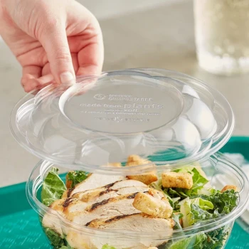 World Centric Clear Dome PLA Lid for 24, 32, 48 oz. Deli Bowls - 600/Case