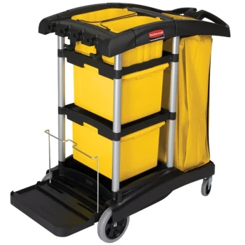 Rubbermaid® FG9T7300BLA HYGEN™ Microfiber High Capacity Janitor Cart with Bins