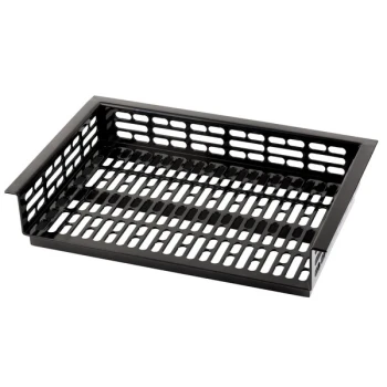 TableCraft CW1066BK Simple Solutions 21 1/4" x 13 7/8" x 3" Black Cast Aluminum Perforated Single Cold Well Drop-In Template