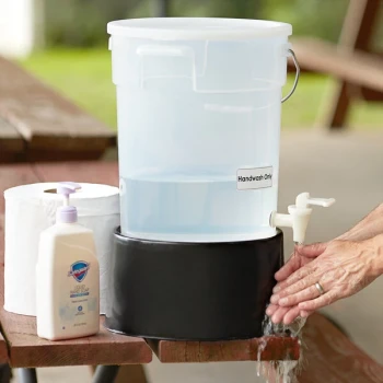 Choice 6 Gallon Clear Round Dispenser with Black Base and Set of Labels