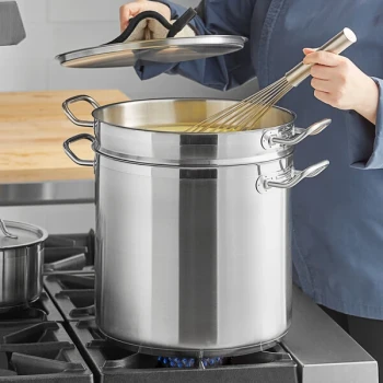Vigor SS1 Series 20 Qt. Stainless Steel Aluminum-Clad Double Boiler Set