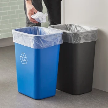 Lavex 41 Qt. / 10 Gallon Black and Blue Rectangular Wastebasket / Trash Can Kit - 10/Case