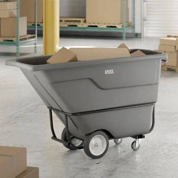 Lavex 1 Cubic Yard Gray Standard-Duty Tilt Truck / Trash Cart (1250 lb. Capacity)