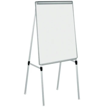 MasterVision EA2300335MV Silver Easy Clean 28" x 39 1/2" Dry Erase Quad-Pod Telescoping Presentation Easel with Silver Frame