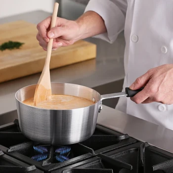 Choice 2.75 Qt. Tapered Aluminum Sauce Pan with Black Silicone Handle