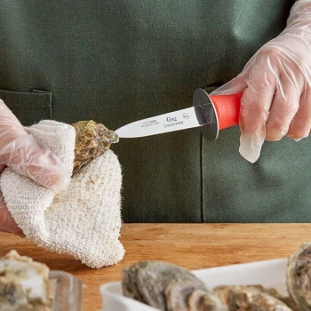 Choice 3" Boston Style Oyster Knife with Guard and Red Handle